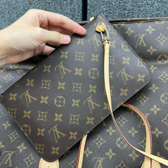 100% LOUIS VUITTON MONOGRAM NEVERFULL GM WITH POUCH TOTE BAG - Picture 15 of 16